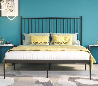 Factory Customized Bedroom Furniture Strong Support Iron King Bed