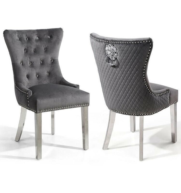 Modern Design Home Hotel Furniture Grey PU Cushion and Stainless Steel Dining Chair