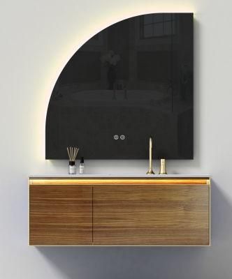 Modern and New Design Melamine Bathroom Cabinet with Irregular LED Mirror