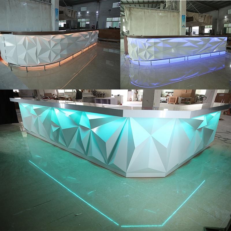 Hot Sale Diamond Design Round High Quality Restaurant Cafe Shop Large LED Illuminated Club Home Party Juice Bar Counter Fast Food Wine Bar Table