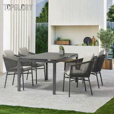 Chinese Wholesale Modern Home Hotel Outdoor Patio Garden Furniture Aluminum Tube Olifen Rope Table and Chair