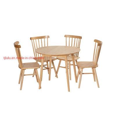 Ash Wood Modern Style Dining Room Table Set with 4 Chairs Round Wood Dining Table Sets