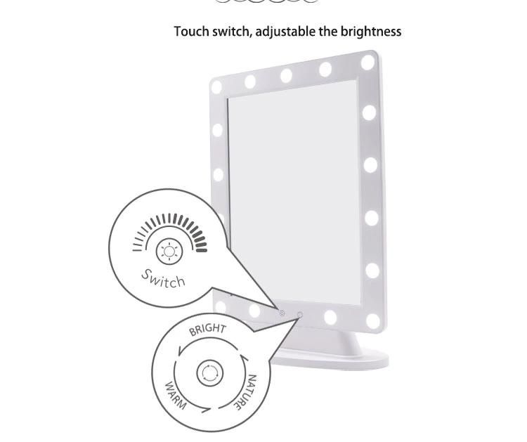 Square Adjusting LED Makeup Touch Sensor Hollywood Cosmetic Mirror