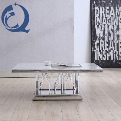 Metal Base White Marble Top Modern Coffee Table Design