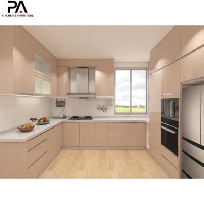 Commercial Furniture Modular Custom Modern U-Shaped High Gloss Kitchen Interior Cabinets