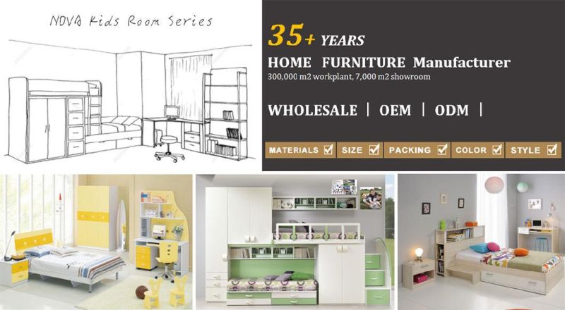 Nova Wholesale Single Kids Bedroom Furniture Solid Wooden Kids Bed Children Furniture