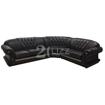 Online Discount Classic Design Home Furniture Chesterfield Modern Genuine Leather Versace Sofa Set