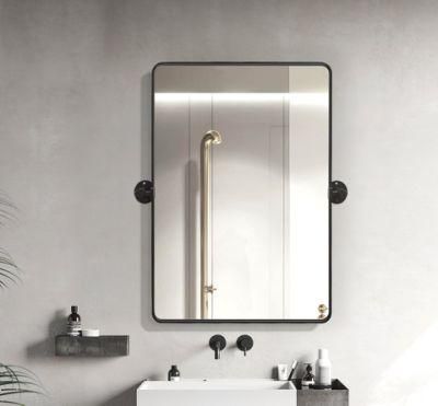 22 X 30 Inch Black Metal Framed Pivot Rectangluar Bathroom Mirror for Wall