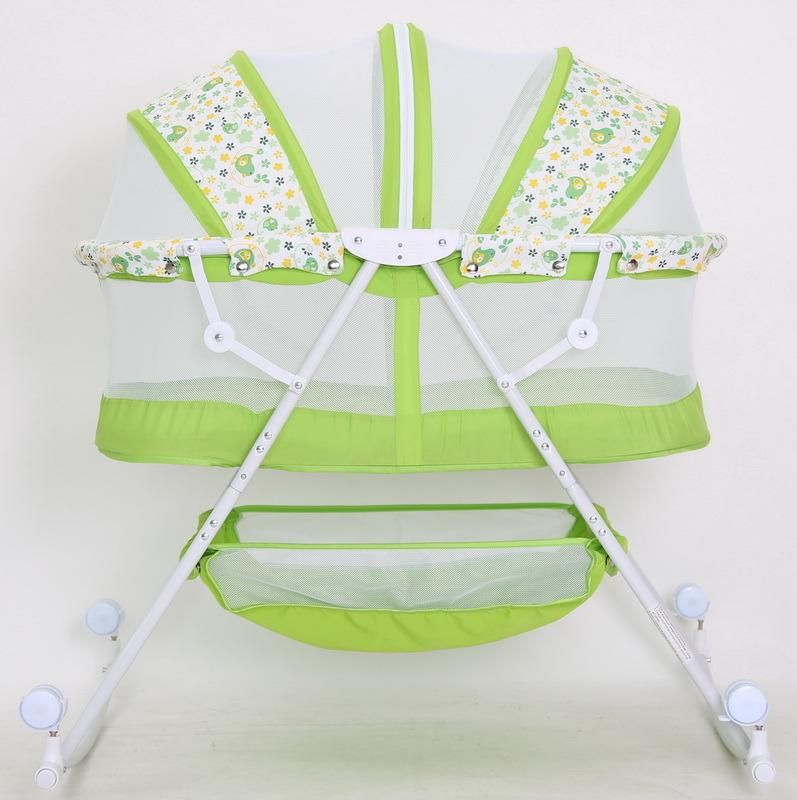 High Quality Cute Baby Bed Folding Adjustable Wooden Baby Crib