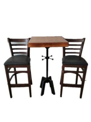 Cast Iron Bar Table with Pine Table Top Bar Height Cafe Table Restaurant Table
