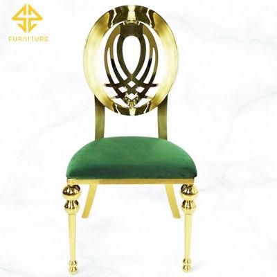 Luxury Style Stainless Steel Gold Upholsterd Dining Chair for Hotel