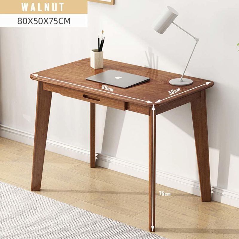 Solid Wood Writing Desk - Home Office Workbench Desk with Drawer, Laptop Computer Work Study Table