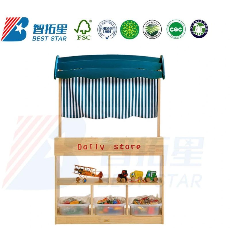 Kindergarten Role-Play Furniture, Preschool Children Playing Area and Indoor Playroom Furniture, Wooden Kids Puppet Workstation