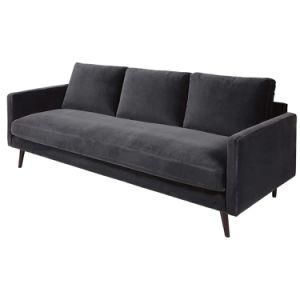 Modern Leisure Fabric Velvet Office Home Hotel Outdoor Garden Furniture Sofa for Living Room and Bedroom with Wooden Legs