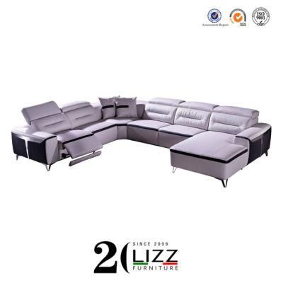 European Modern U Shape Sectional Genuine Recliner Leather Sofa Furniture Set