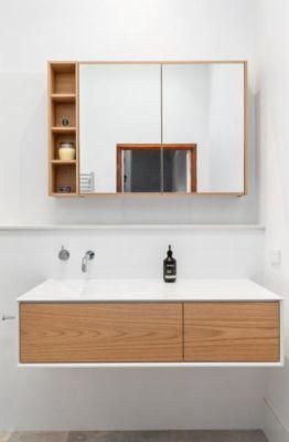 Wall Mount Modern Mirror Cabinets Organizer Wooden Custom Wash Basin Bathroom Vanity