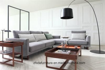 High Quality Sectional Fabric Sofa with Solid Wood Base