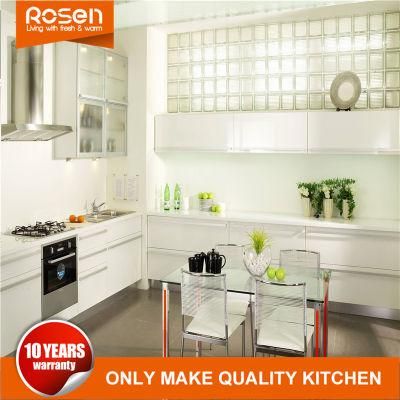 Simple Fresh Design High End Cream White PVC Kitchen Cabinet