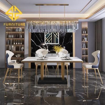 Sawa Hot-Selling Luxury Home Marble Slate Dining Table and Chair Set