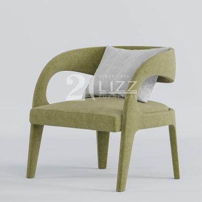 China Wholesale OEM/ODM Contemporary Leisure Hotel Home Furniture Nordic Green Natural Fabric Chair