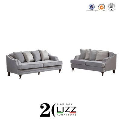 Latest Italian Modern Design Leisure Velvet /Linen Fabric Living Room Sofa Chair 1+2+3 Furniture Set
