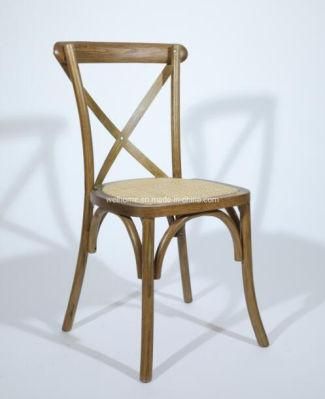 Stacking Cross Back Chair Wooden Vineyard Chair Banquet Furniture Restaurant Cafe Chair