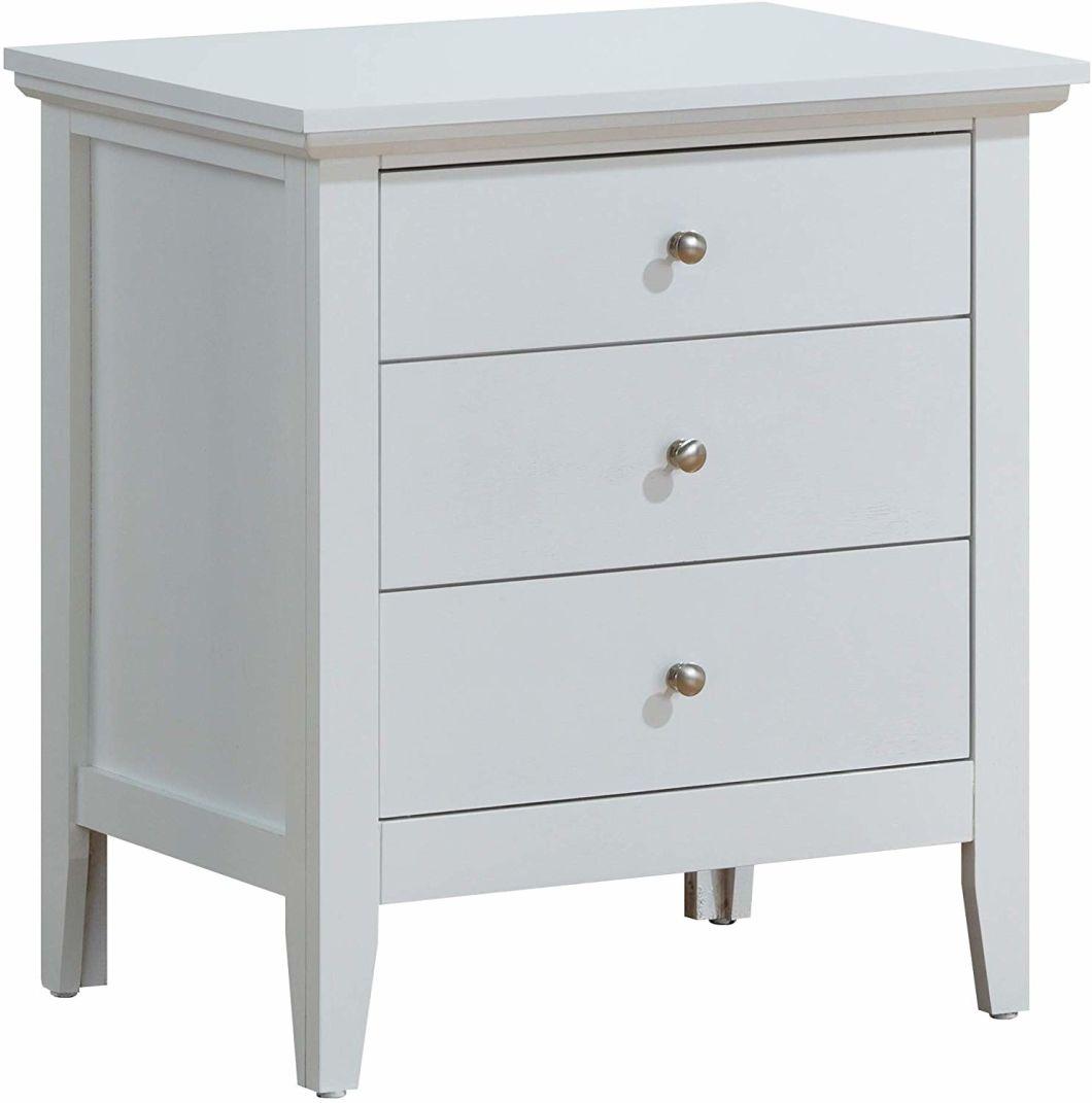 26" H White Nightstand Bedroom Furniture with 3 Drawers