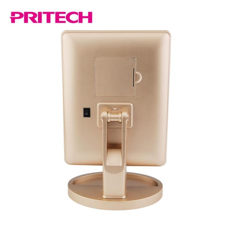 Pritech Battery Operated Custom Design Plastic Material Stand LED Beauty Makeup Mirror