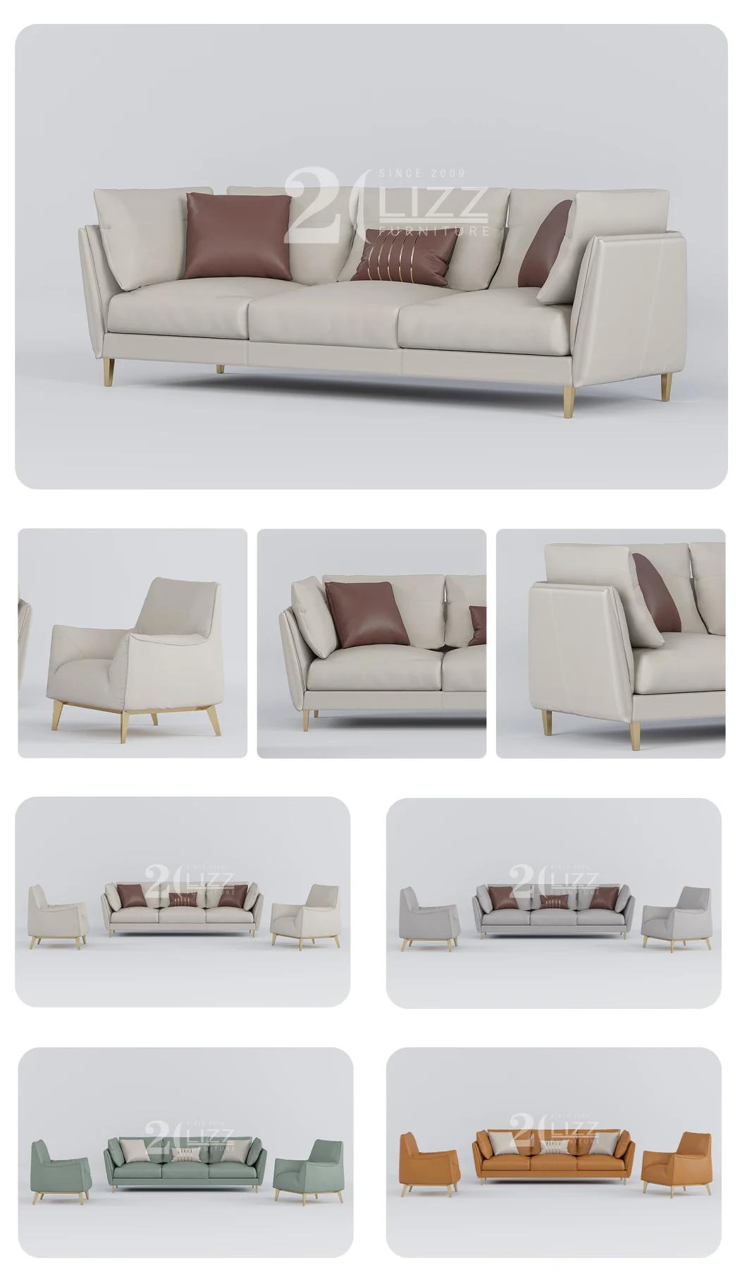 Customized Color Luxury Modern Style 3 Seater Loveseat Leisure PU Leather Living Room Sofa with Metal Legs