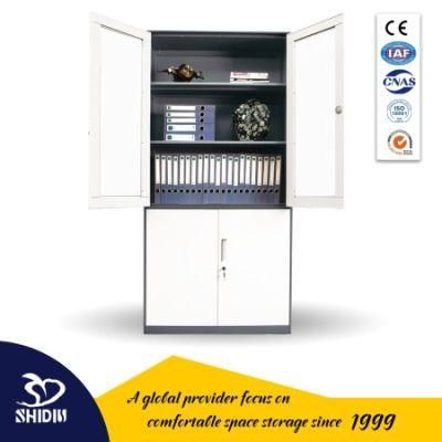 Metal Shelved Cabinet with Glass Door Lockable Office Metal Cabinet