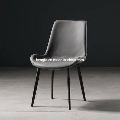 Modern Restaurant Furniture Industrial Style Leather Steel Legs Dining Chairs