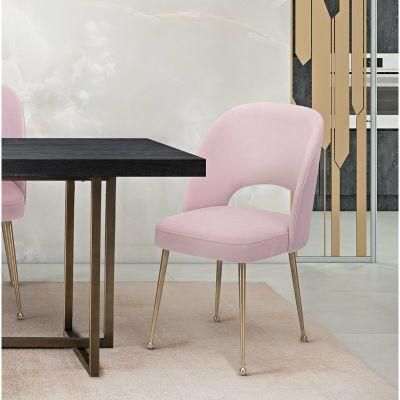 Home Furniture Hotel Luxury Upholstered Pink Accent Chair Wingback Velvet Tufted Modern Dining Velvet Chair