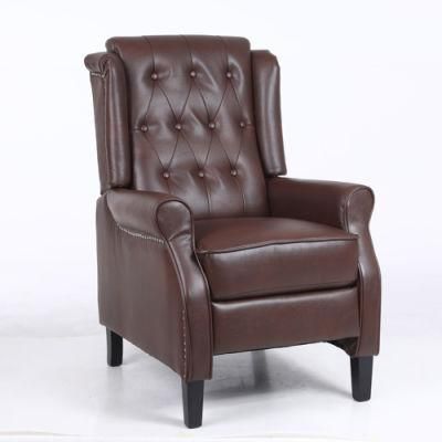 PU Leather Antique Recliner Chair with Tufted Pushback Sofa Home Living Room Hotel Furniture