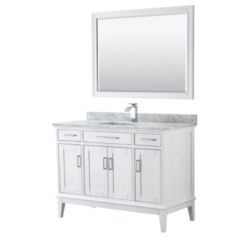 48" Single Bathroom Vanity-Dark Gray with Double Ceramic Sinks