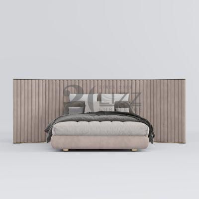 Foshan Home Furniture Supplier Vilia Modern Bedroom Wooden King Queen Size Fabric Bed for Sale
