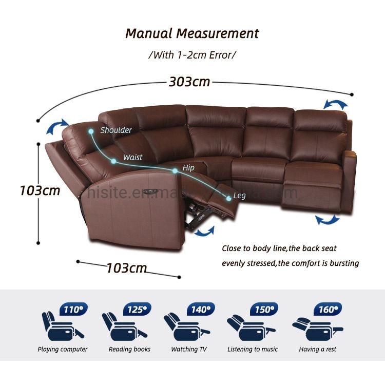 Modern PU Leather Roma Recliner Corner Sofa Sets Sectional Home Theater Lounge Seat for Home