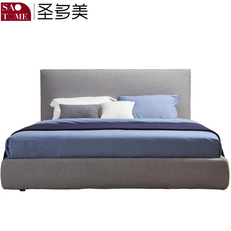 Modern European Style Wooden Leather Double Flat Bed