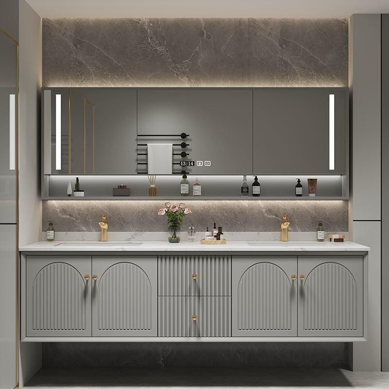 Big Size Exquisite Exterior Design Wall Mounted Irregular Design Bathroom Vanity Cabinet with LED Mirror