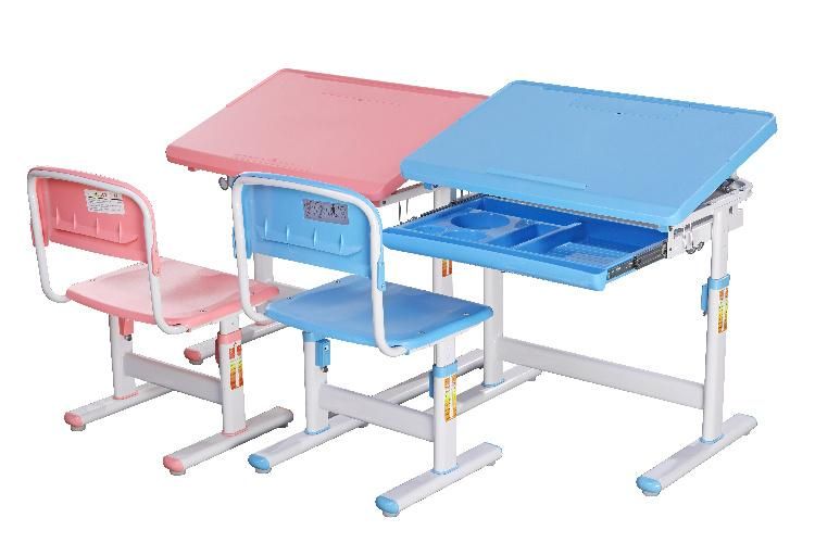 Sky Blue Steel Tube Ergonomic Children Table Baby Furniture