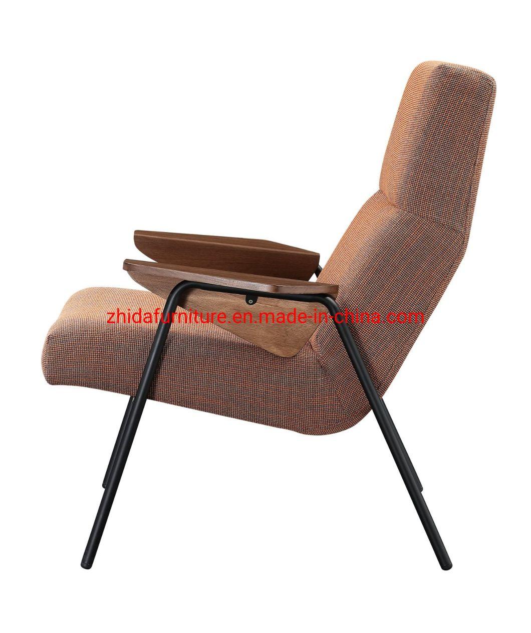 Modern Wooden Armrest Fabric Living Room Chair for Hotel Reception Lobby