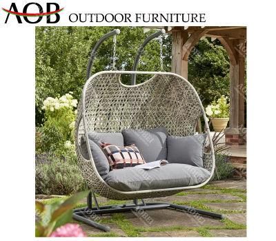 Modern Outdoor Customized Exterior Home Garden Hotel Resort Villa Rattan Furniture Double Hanging Swing Chair