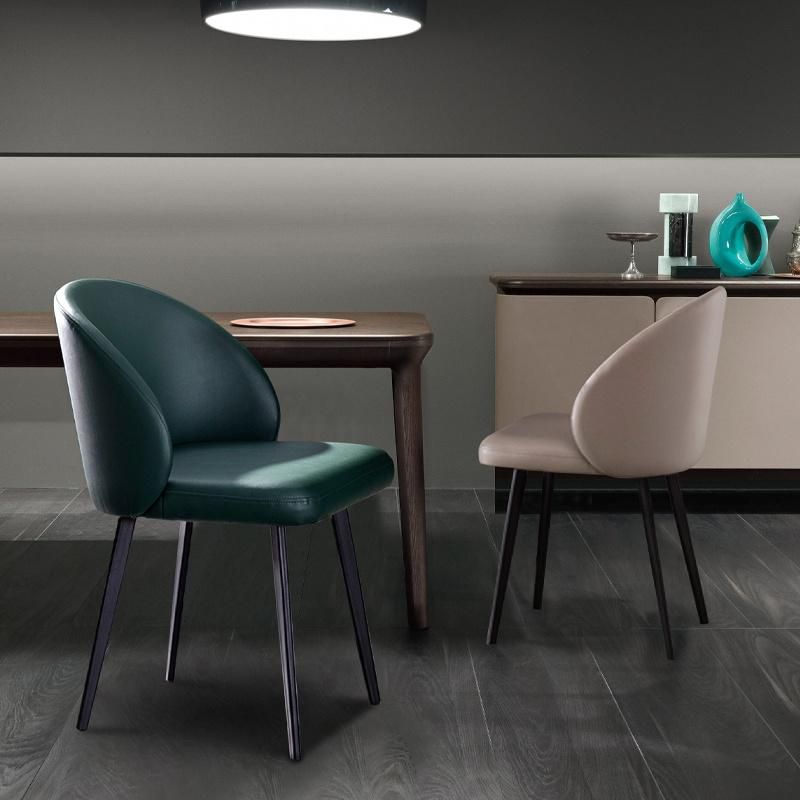 Modern Home Furniture Set Iron Base Kitchen Leather Dining Chairs