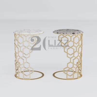 2022 OEM Latest Modern Style Decortive Hotel Bar Home Furniture European Double Luxury Metal Leg Coffee Table
