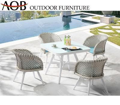 Modern Rattan Outdoor Exterior Patio Garden Home Hotel Resort Cafe Restaurant Dining Chair Table Set Furniture