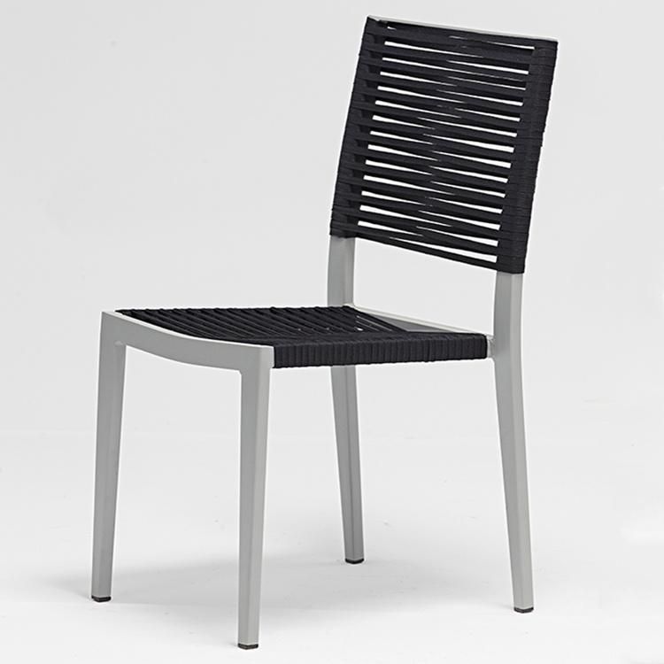Black and White Aluminum Modern Outdoor Stacking Bistro Chair Patio Metal Furniture