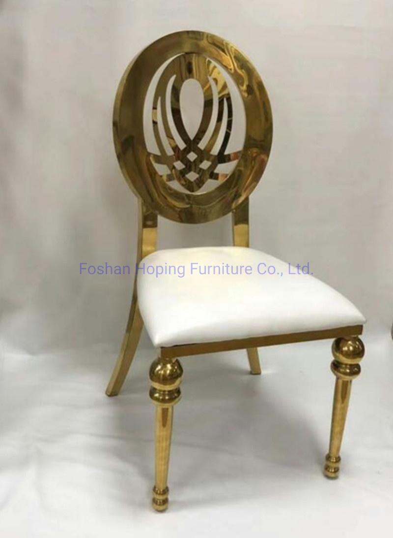 Gold Metal Table Chair Set for Restaurant Furniture Wedding Chair Hotel Banquet Dining Chair