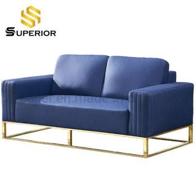 High Quality Modern Home Furniture Blue Genuine Leather Leisure Sofa