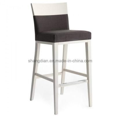 Modern Cafe Bar Stool with Solid Wood Base for Restaurant (ST0018)