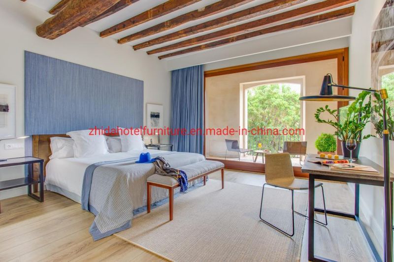 Zhida Foshan Furnishing Factory High Quality Seaside Modern Upholstered Villa Furniture Living Room Apartment Bedroom Wooden King Size Bed for Hotel Project