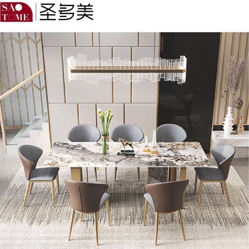 Modern High-Grade Furniture Stainless Steel Rock Plate Dining Table